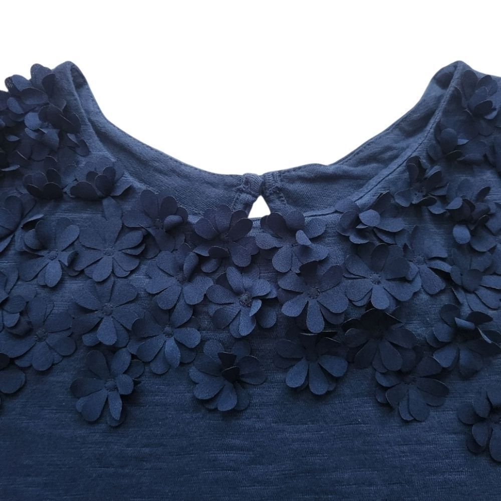 GAP Kid's Girls Blue Jersey Dress Short Sleeve with Flowers 3D Size Large - Picture 4 of 9